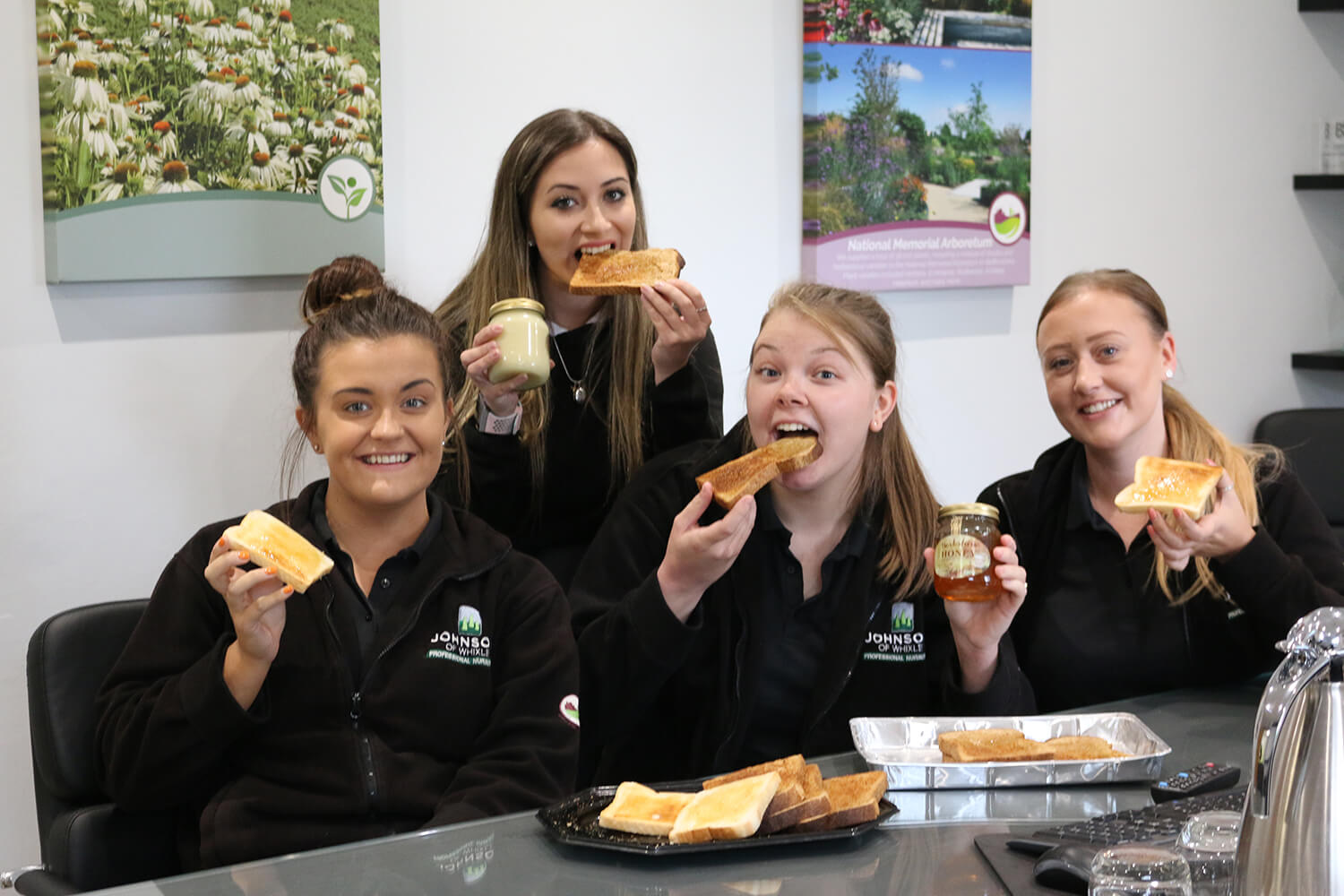 Office staff tuck into honey from onsite apiary